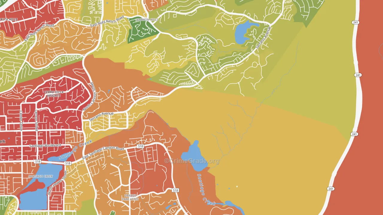 Orange Park Acres, CA Map of Burglary Rates