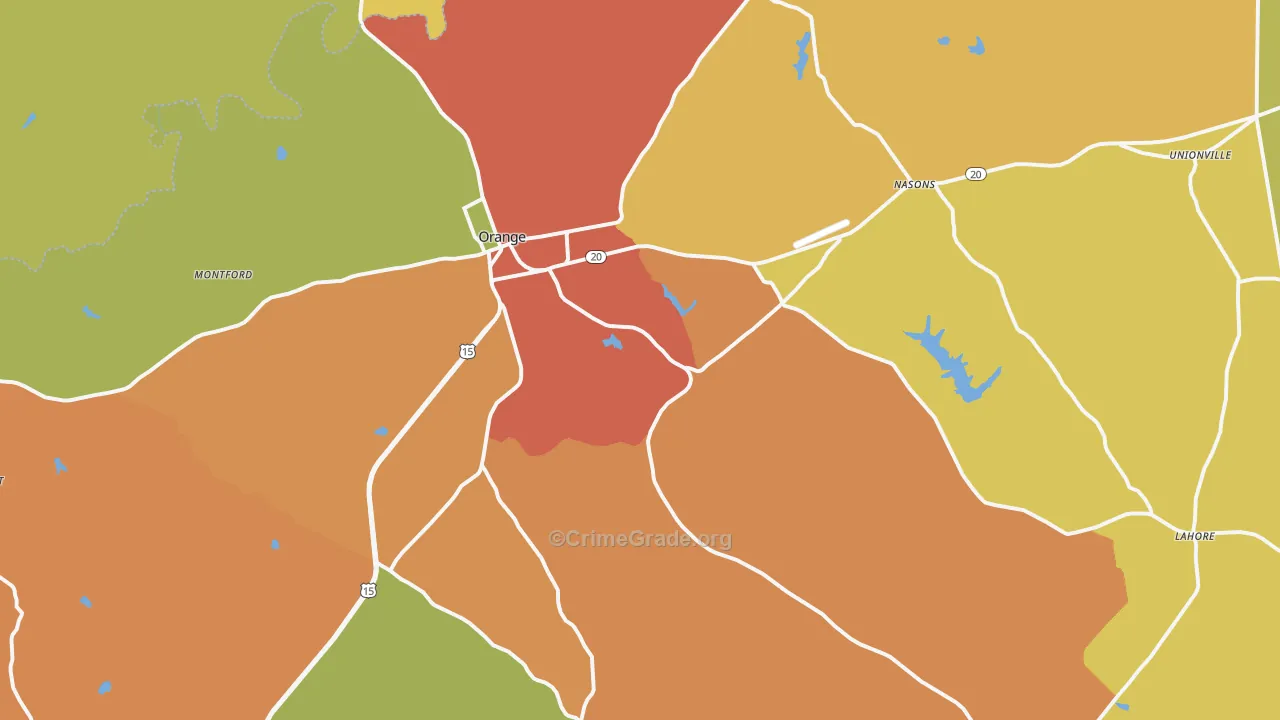 Orange, VA Map of Burglary Rates