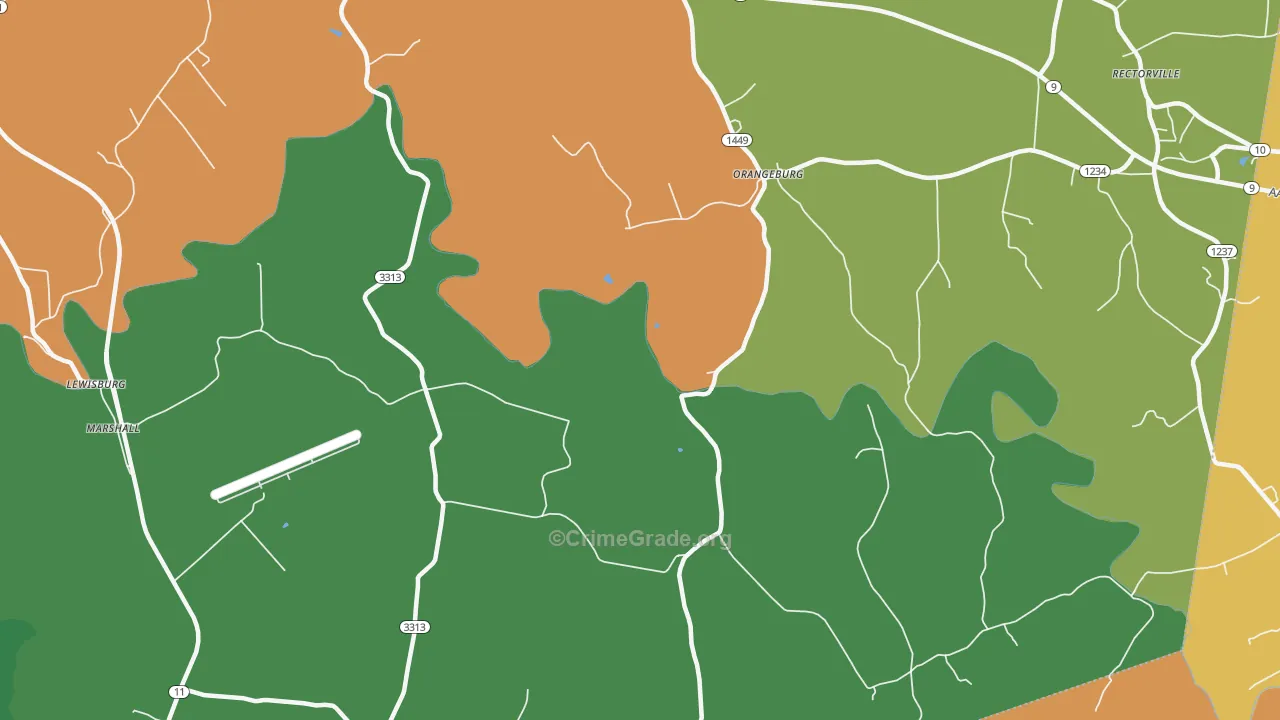 Orangeburg, KY Map of Burglary Rates