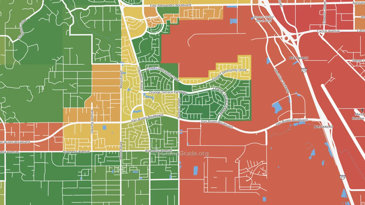 Orangecrest, Riverside, CA Map of Burglary Rates