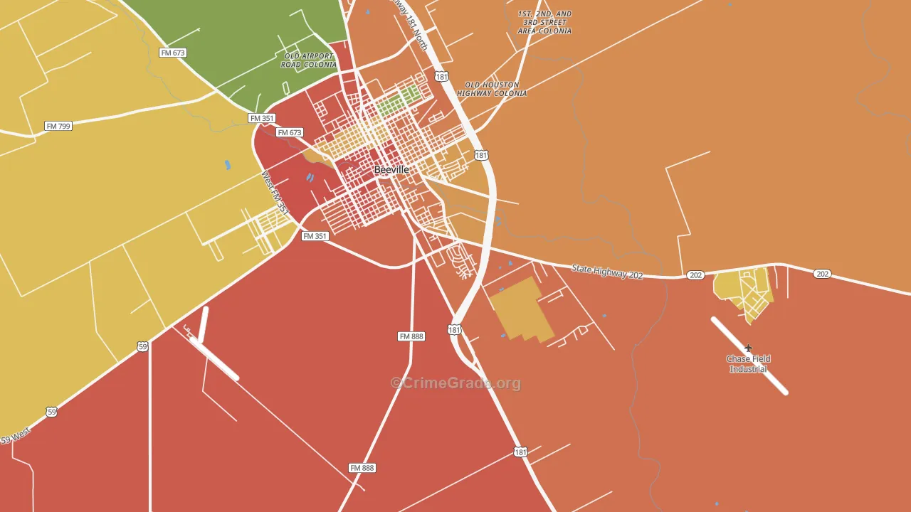 Orangedale, TX Map of Burglary Rates