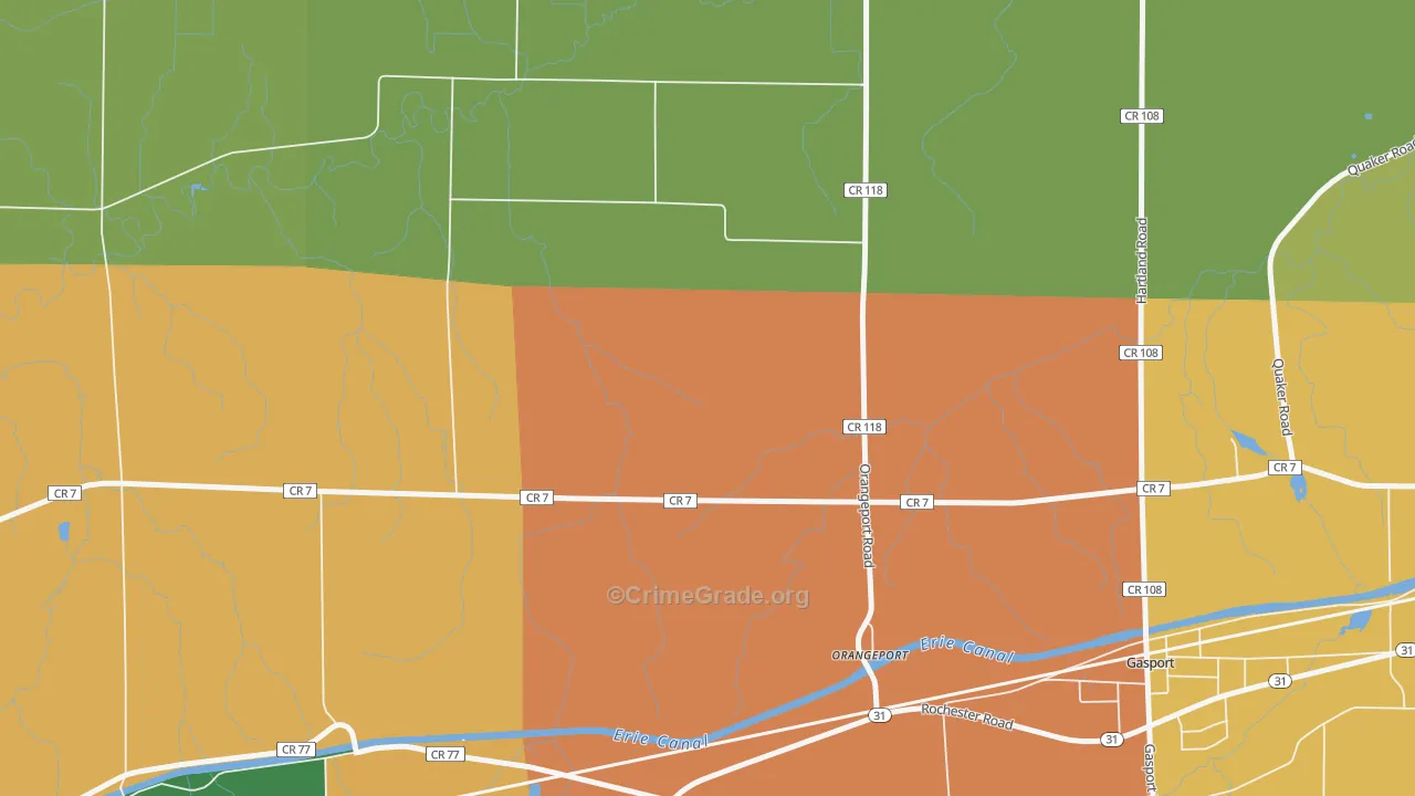 Orangeport, NY Map of Burglary Rates