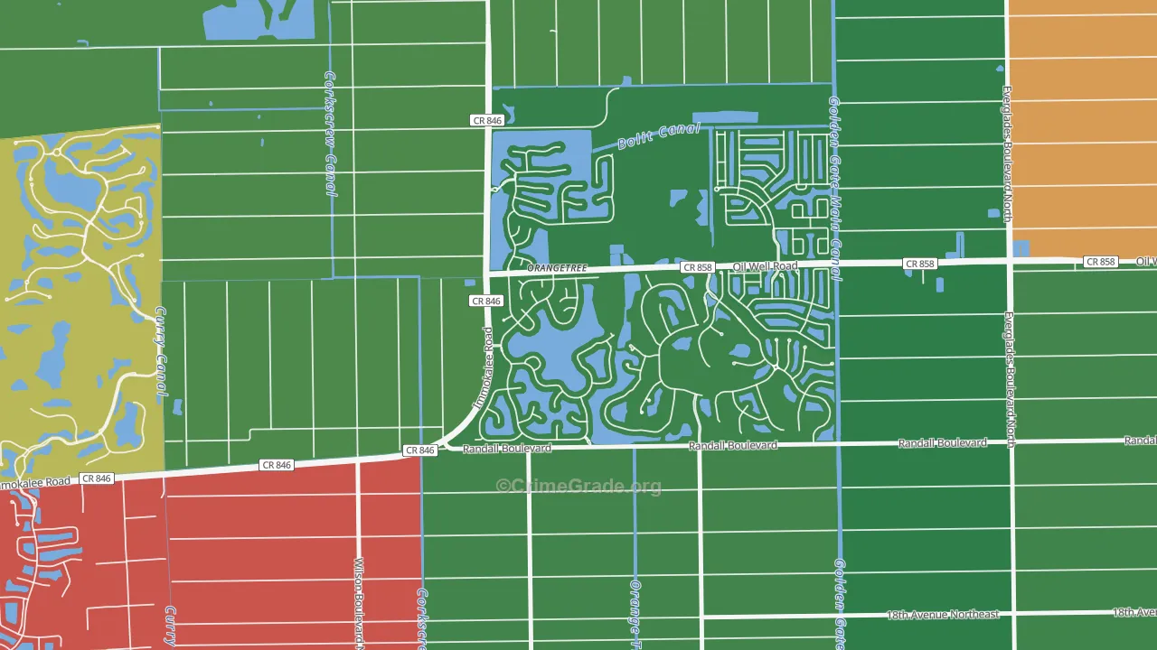 Orangetree, Naples, FL Map of Burglary Rates