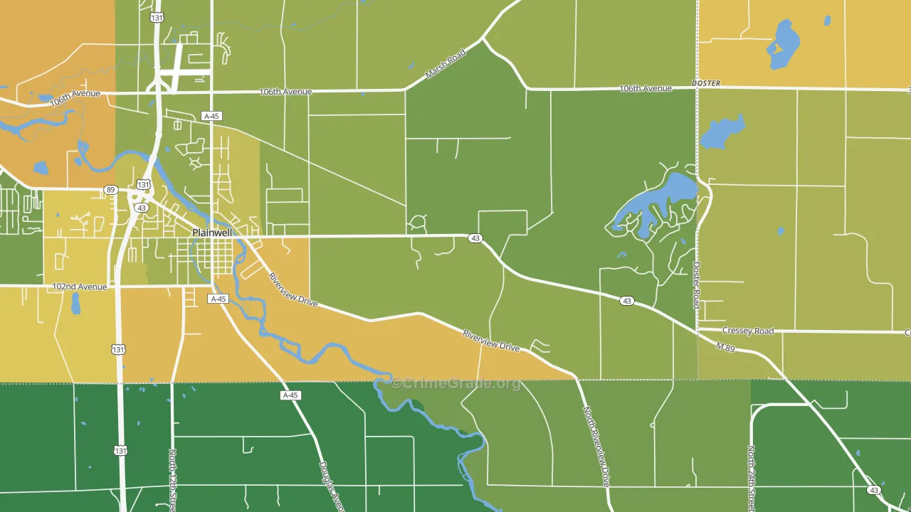 Orangeville, MI Map of Burglary Rates