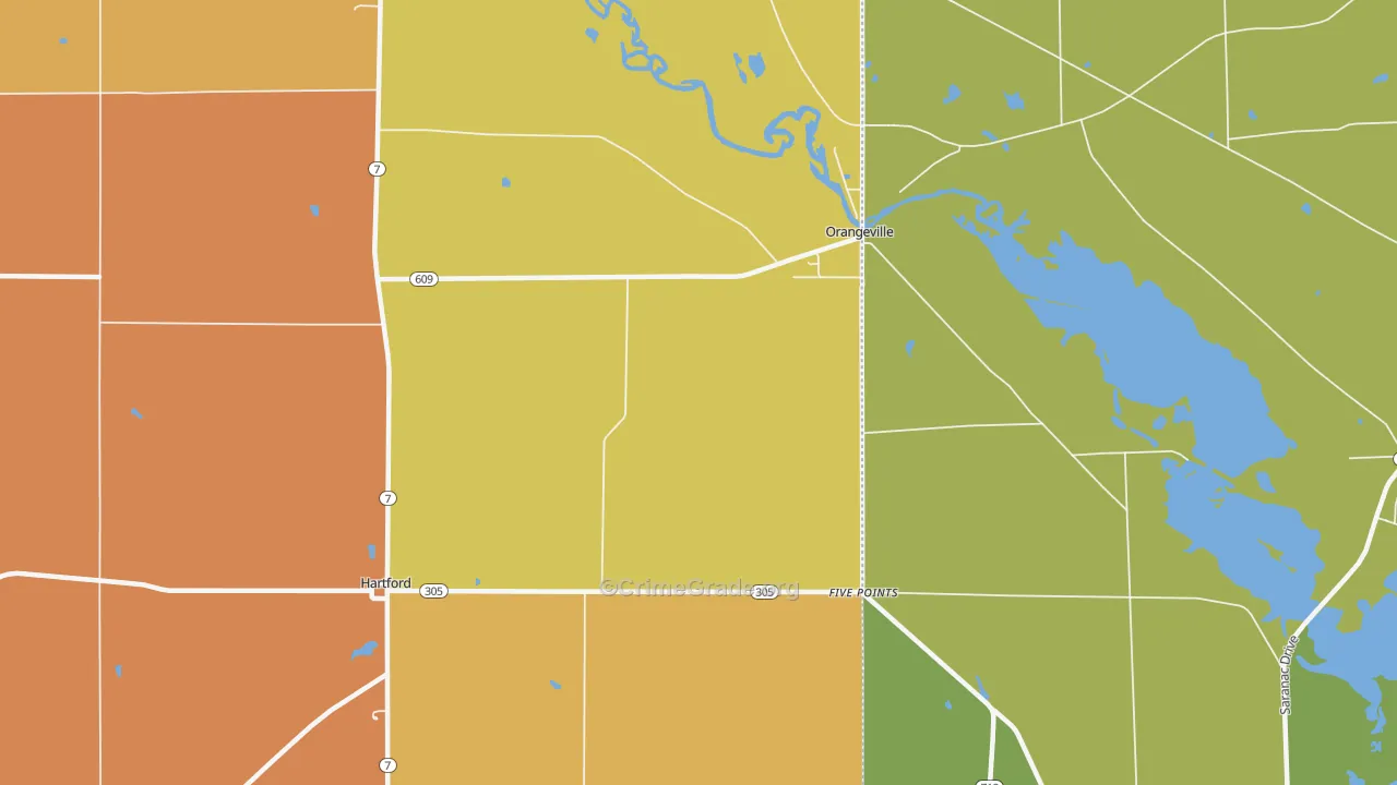 Orangeville, OH Map of Burglary Rates