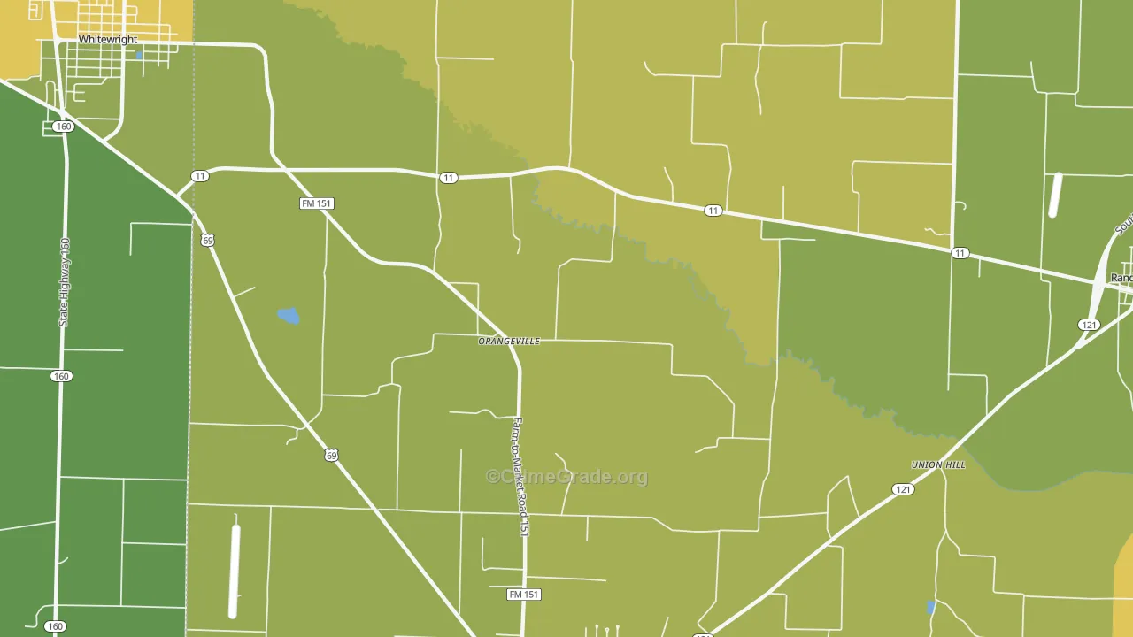 Orangeville, TX Map of Burglary Rates