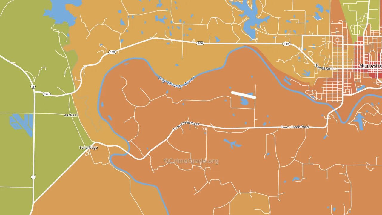 Oraville, IL Map of Burglary Rates