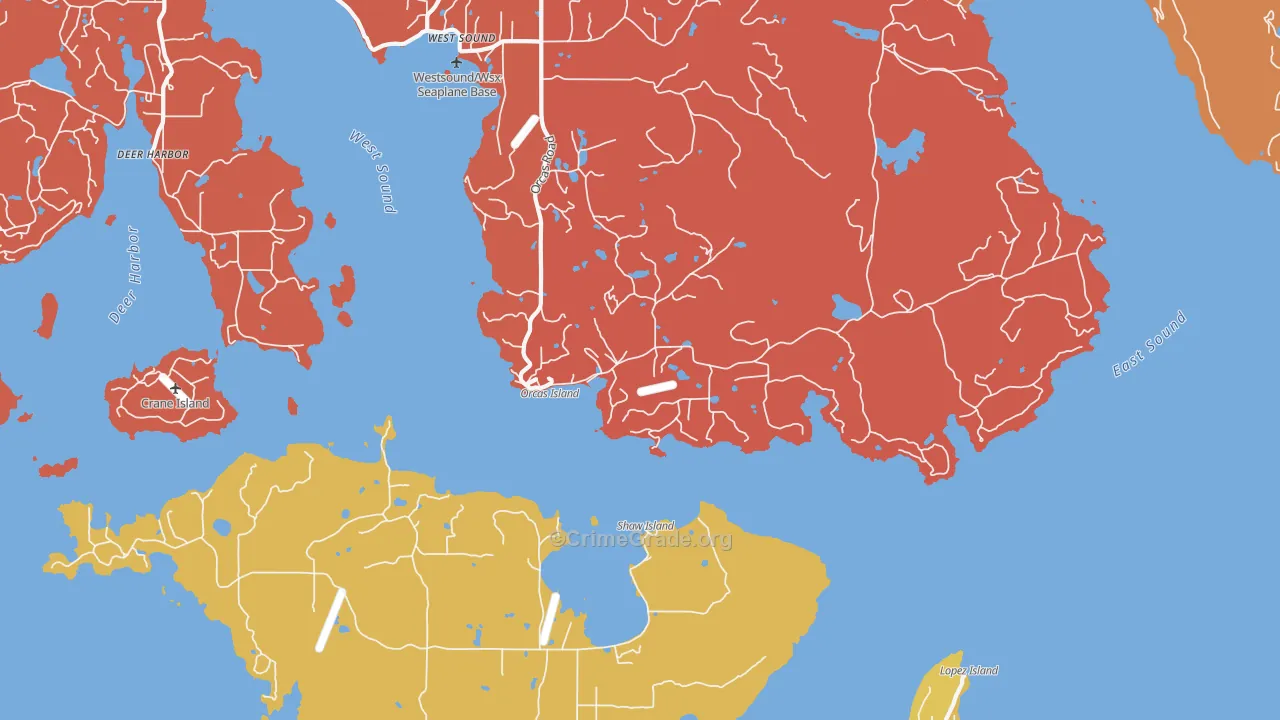 Orcas, WA Map of Burglary Rates