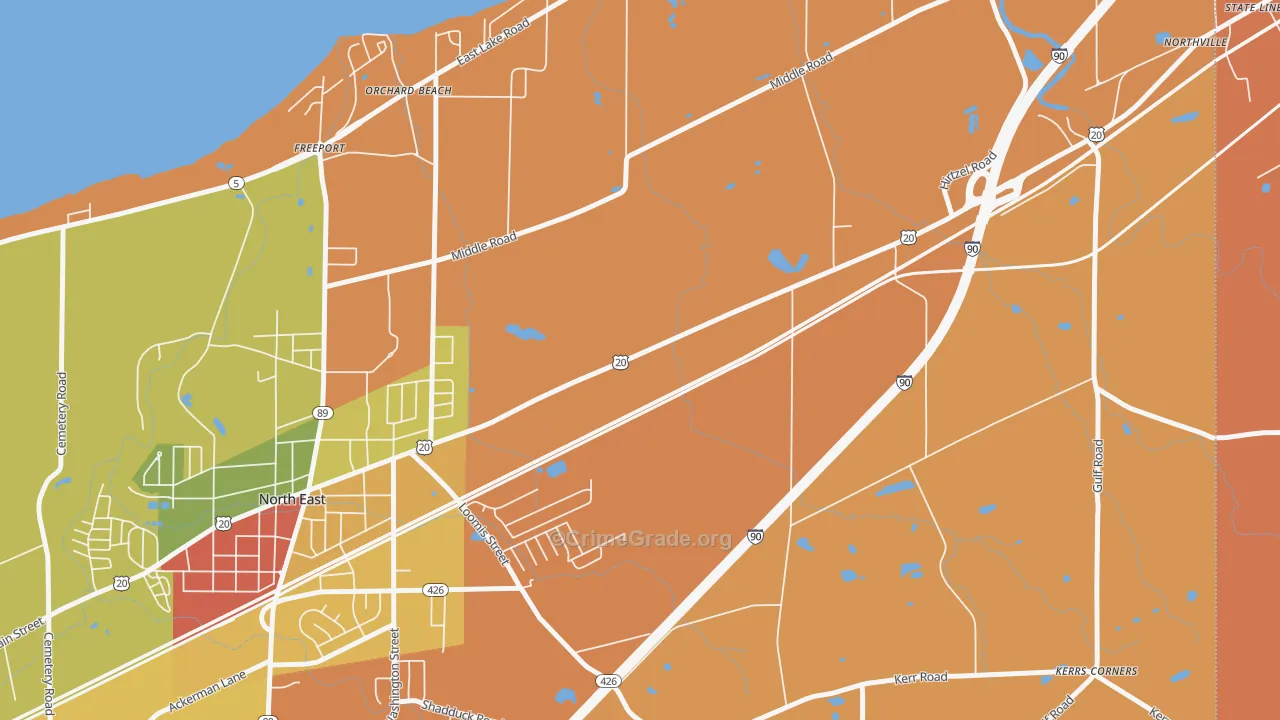Orchard Beach, PA Map of Burglary Rates