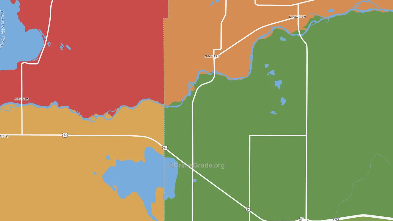 Orchard, CO Map of Burglary Rates