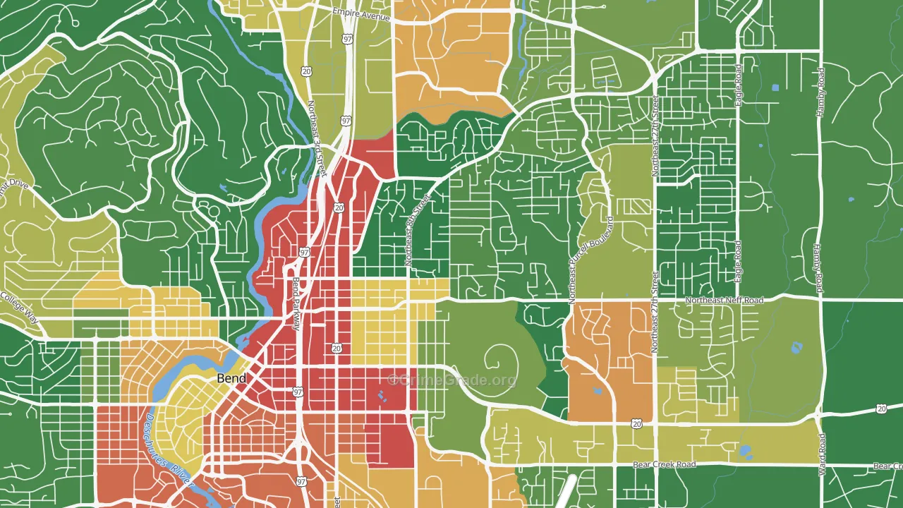 Orchard District, Bend, OR Map of Burglary Rates