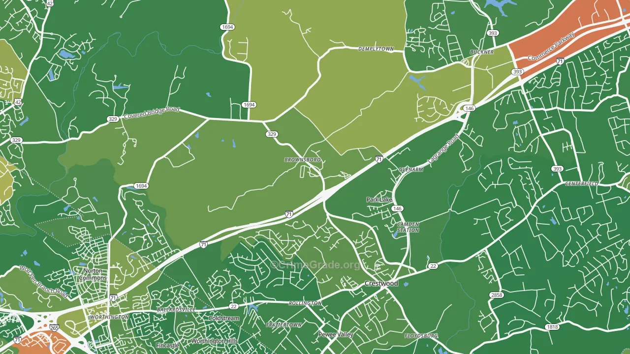 Orchard Grass Hills, KY Map of Burglary Rates