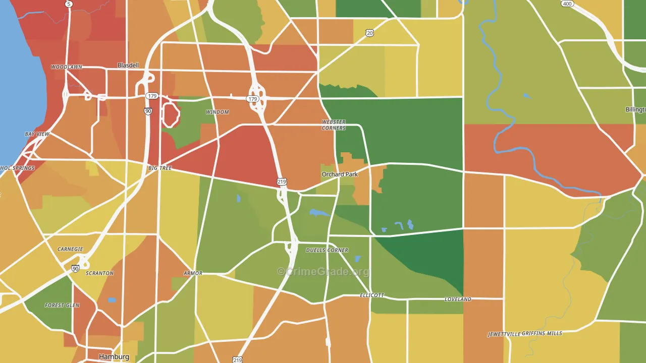 Orchard Park, NY Map of Burglary Rates