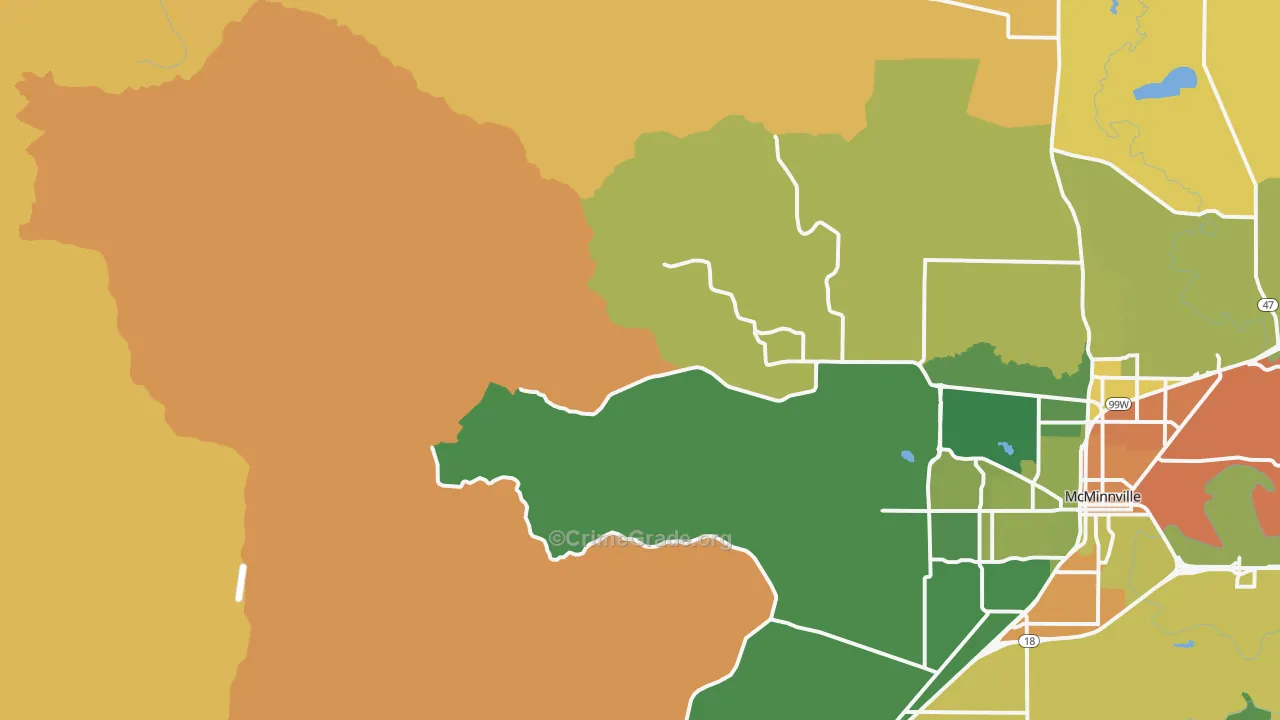 Orchard View, OR Map of Burglary Rates