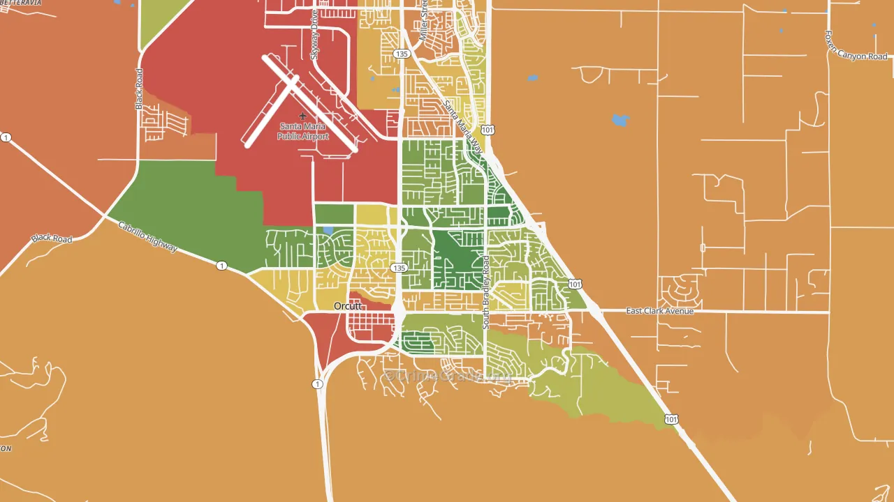 Orcutt, CA Map of Burglary Rates