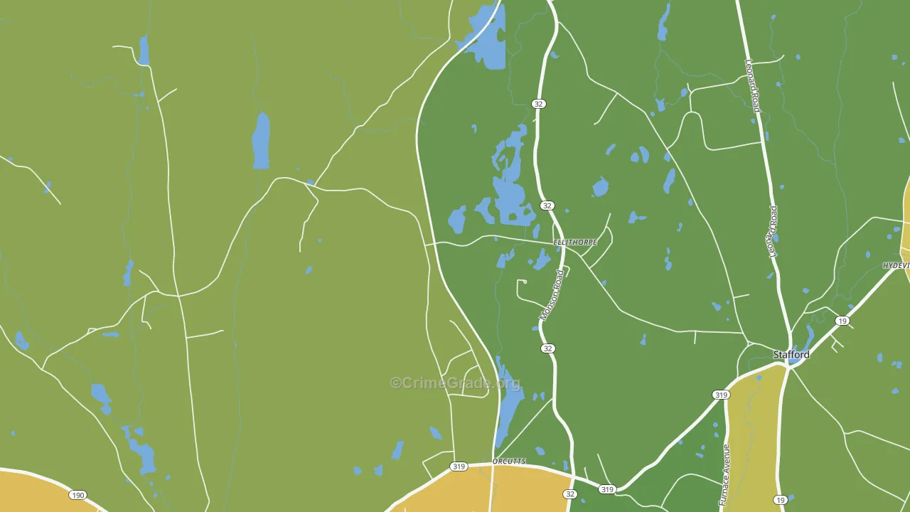 Orcutts, CT Map of Burglary Rates