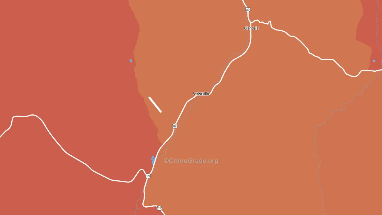 Orderville, UT Map of Burglary Rates