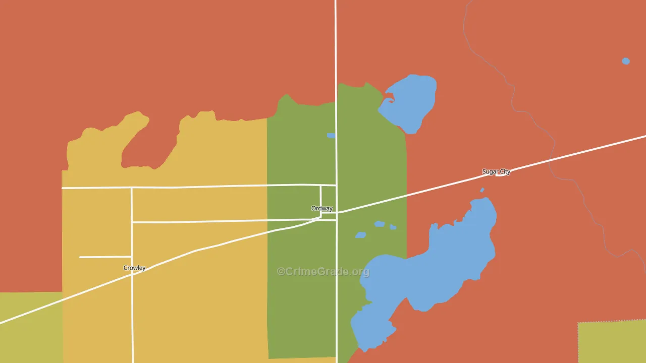 Ordway, CO Map of Burglary Rates