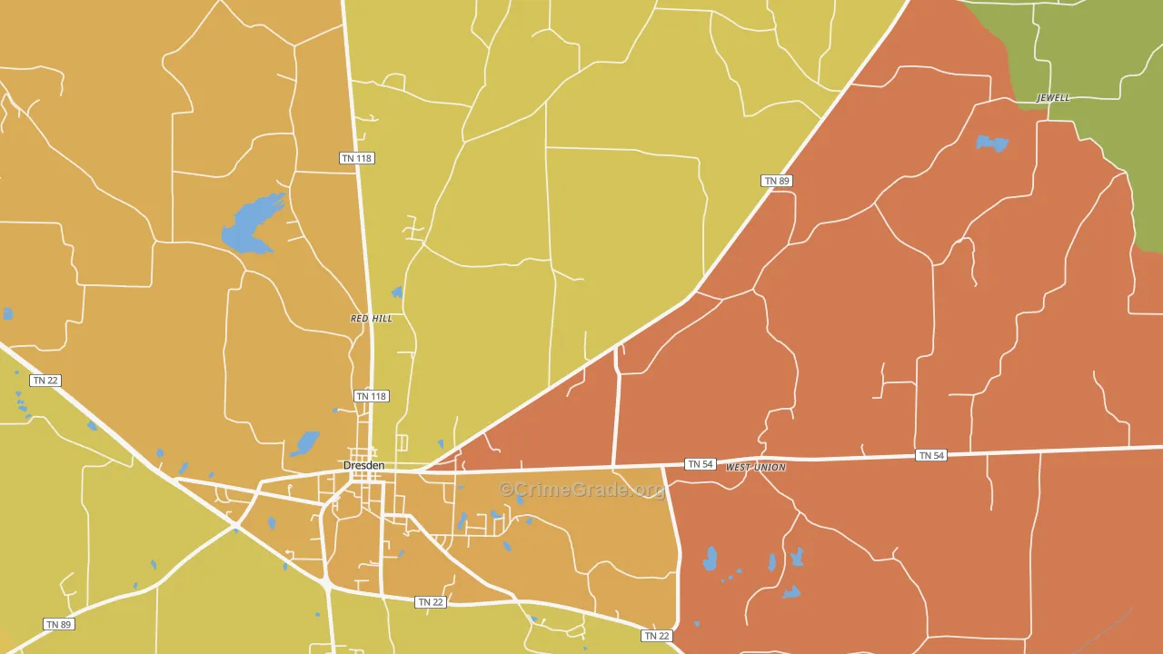 Ore Spring, TN Map of Burglary Rates