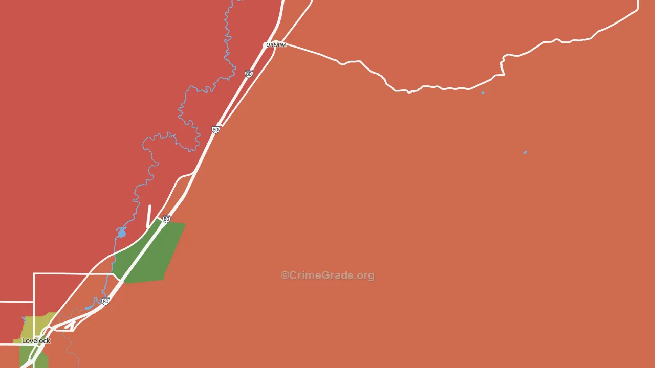 Oreana, NV Map of Burglary Rates