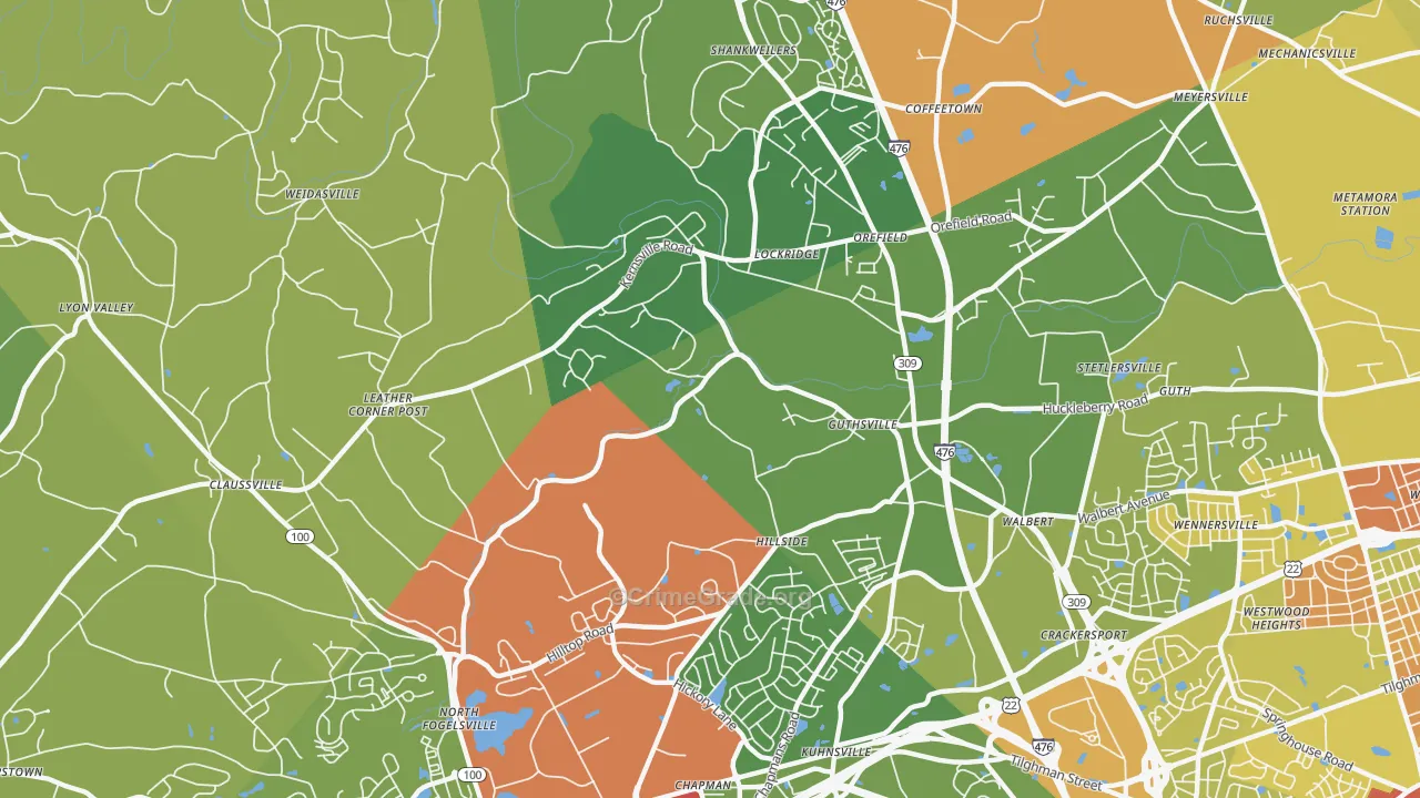 Orefield, PA Map of Burglary Rates