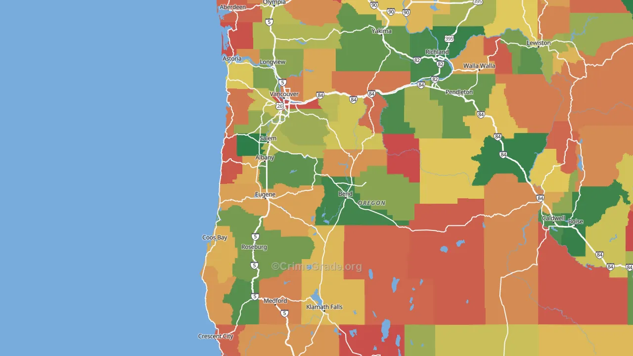 Oregon Map of Burglary Rates