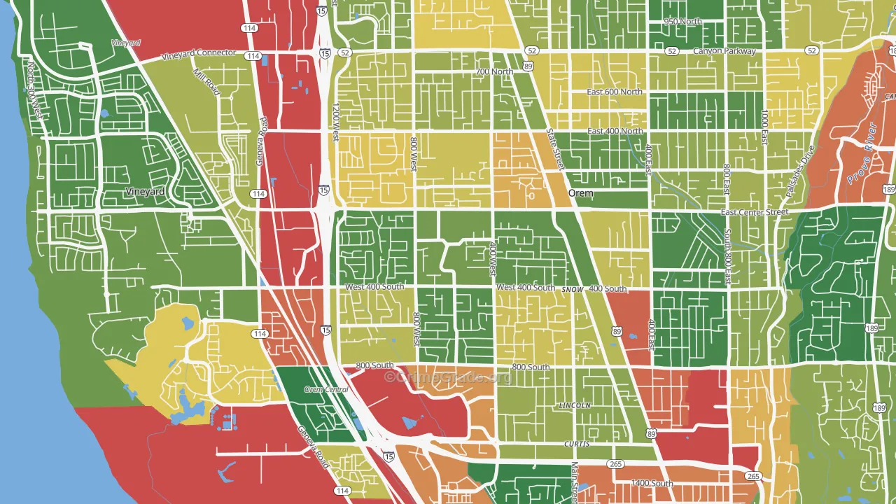 Orem North, Orem, UT Map of Burglary Rates