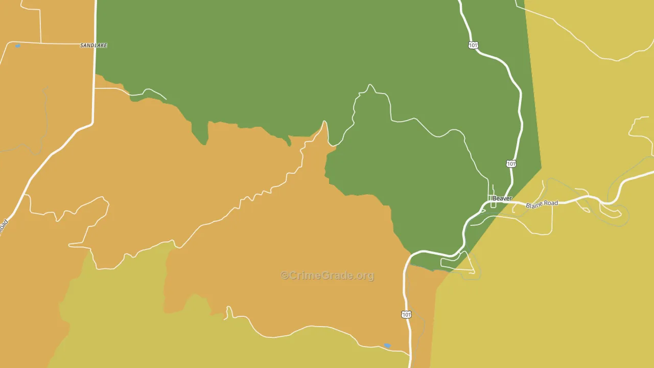 Oretown, OR Map of Burglary Rates