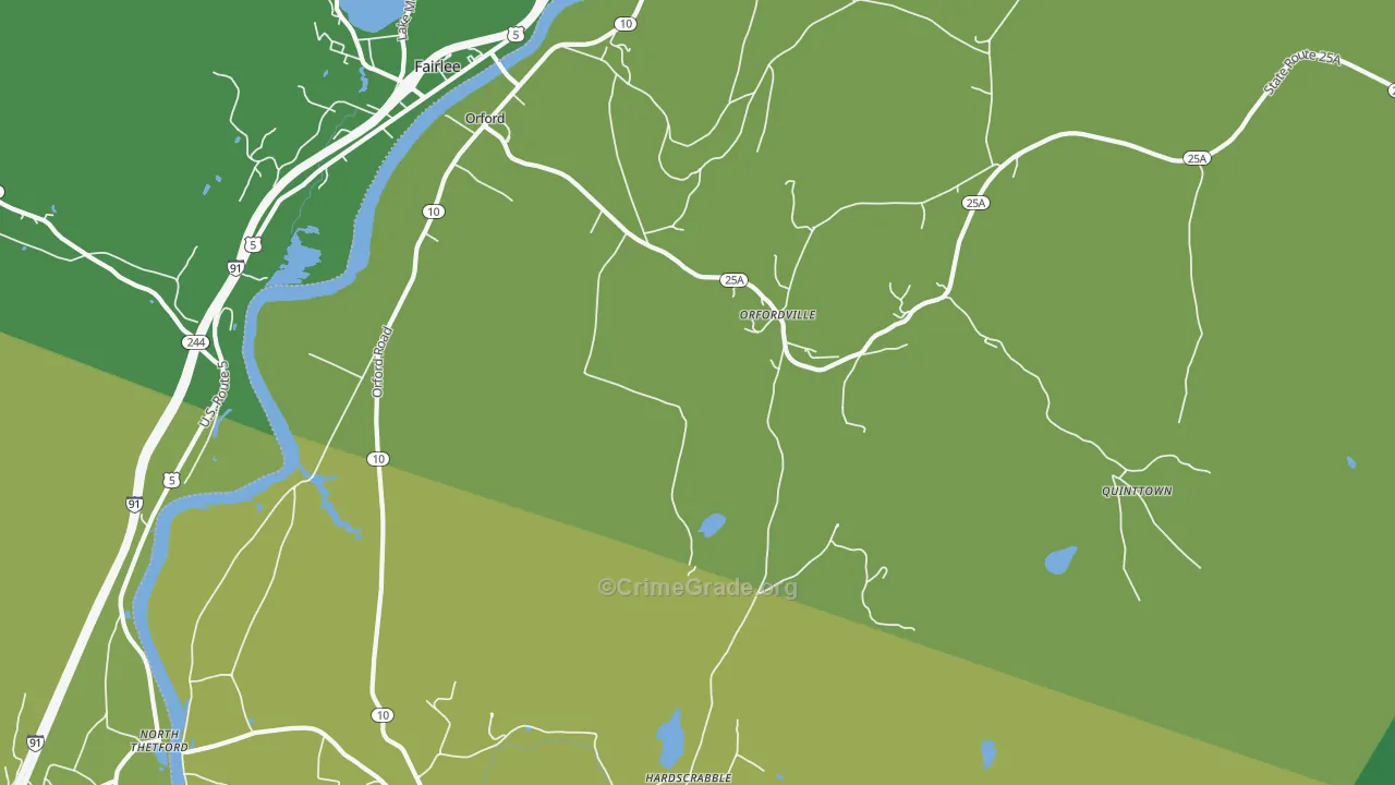 Orfordville, NH Map of Burglary Rates