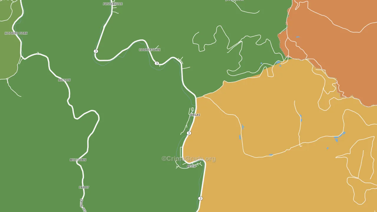 Orgas, WV Map of Burglary Rates
