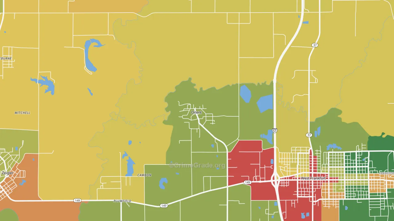 Orient, IL Map of Burglary Rates