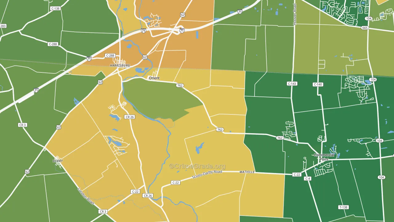 Orient, OH Map of Burglary Rates