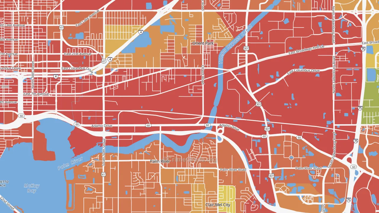 Orient Park, Tampa, FL Map of Burglary Rates
