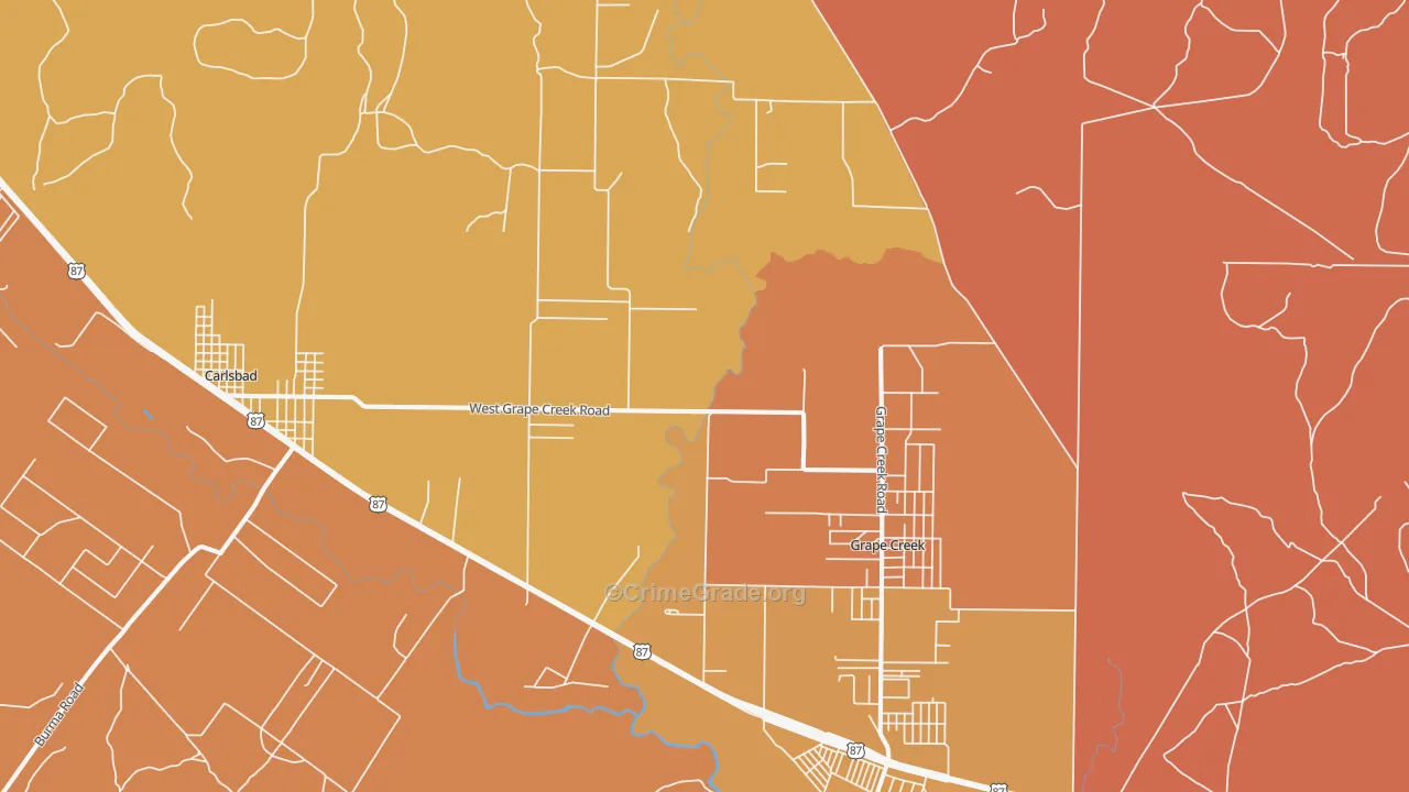 Orient, TX Map of Burglary Rates