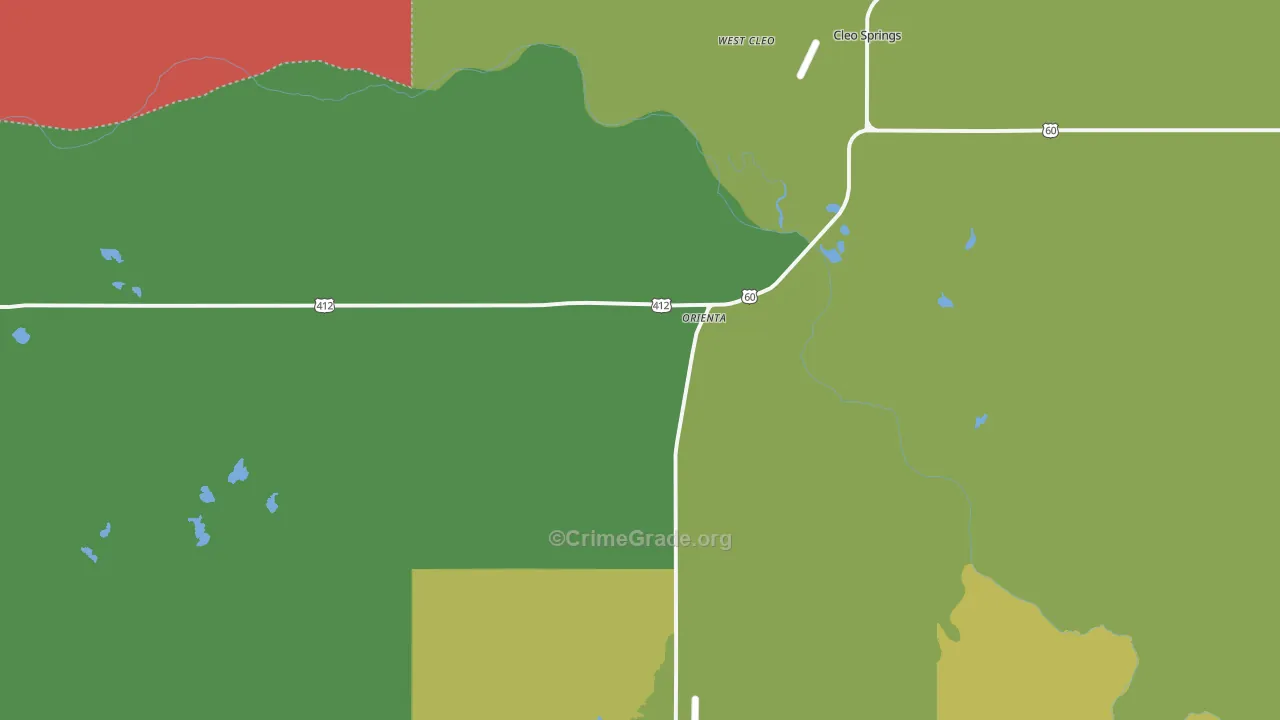 Orienta, OK Map of Burglary Rates