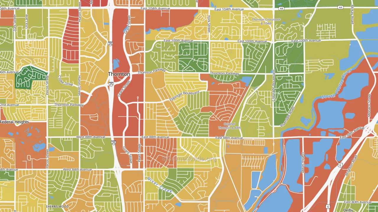Original Thornton, Thornton, CO Map of Burglary Rates