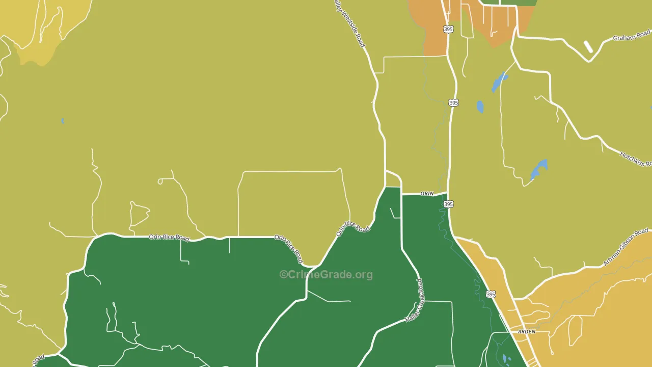 Orin, WA Map of Burglary Rates