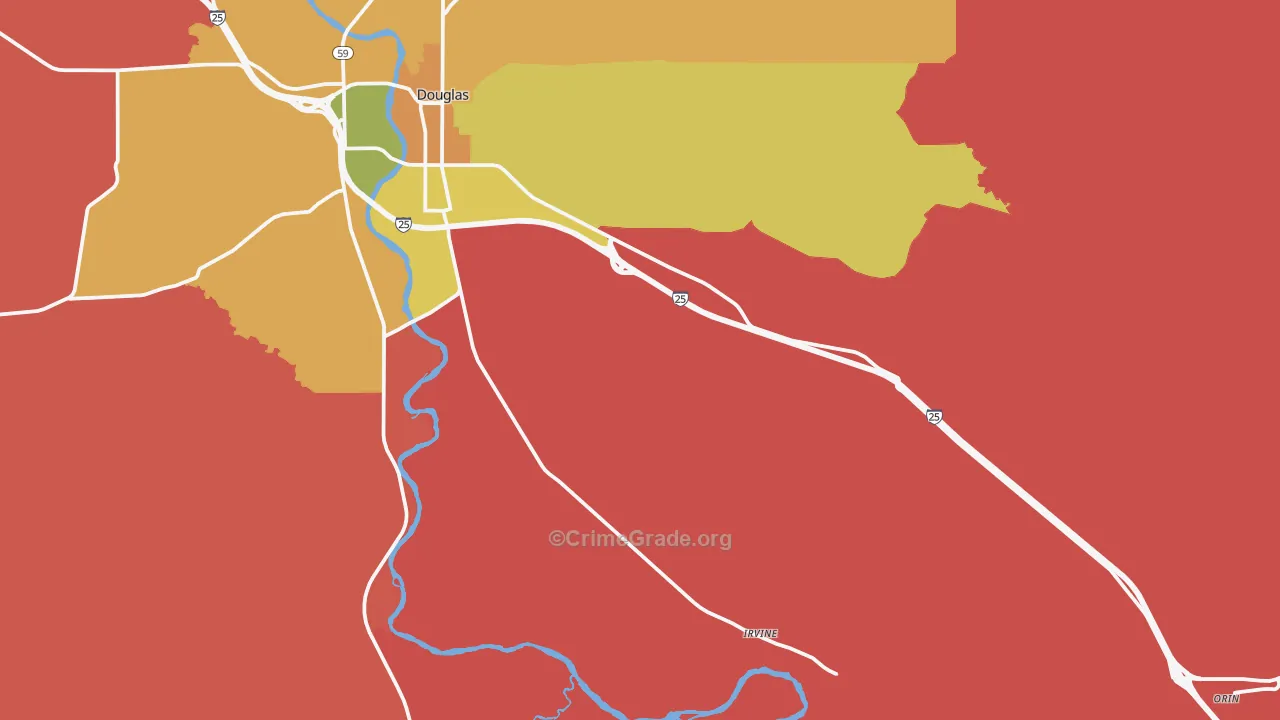 Orin, WY Map of Burglary Rates