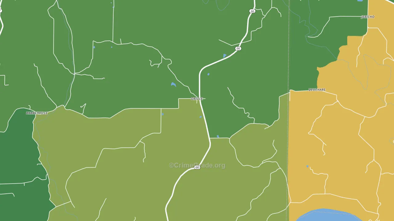 Oriole, IN Map of Burglary Rates
