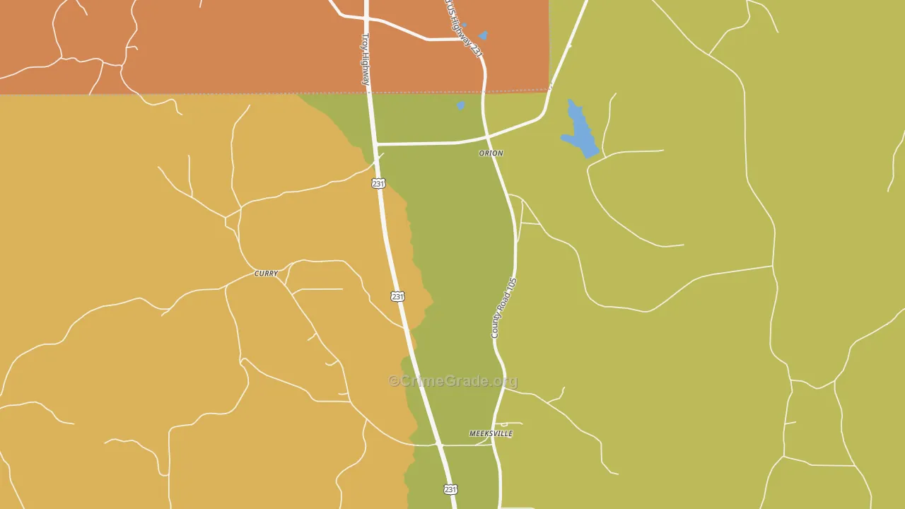 Orion, AL Map of Burglary Rates