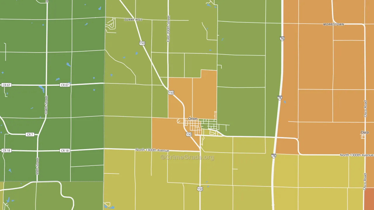 Orion, IL Map of Burglary Rates