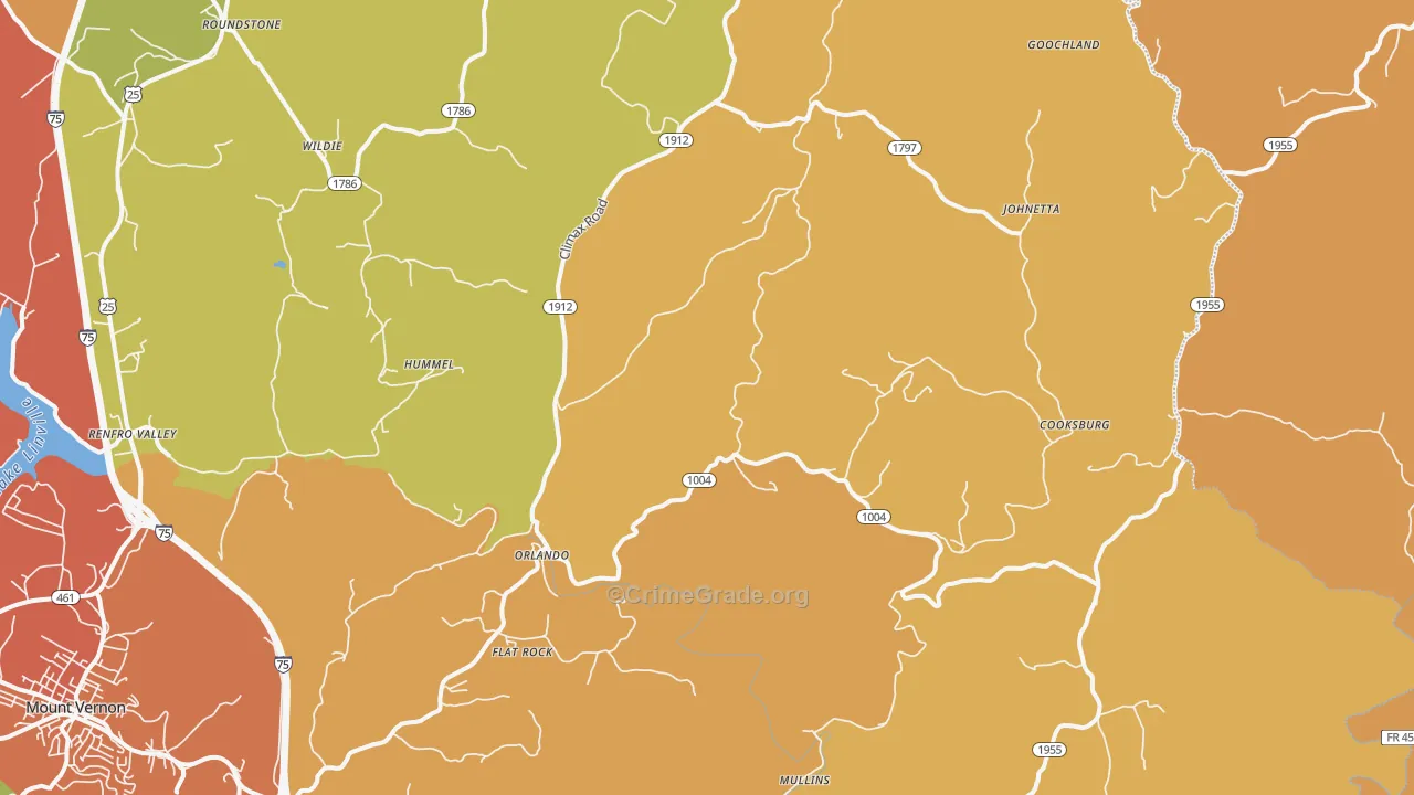 Orlando, KY Map of Burglary Rates