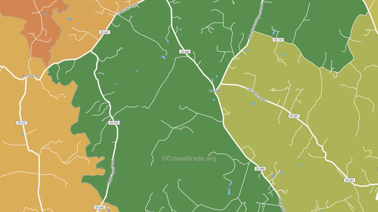 Orlean, VA Map of Burglary Rates