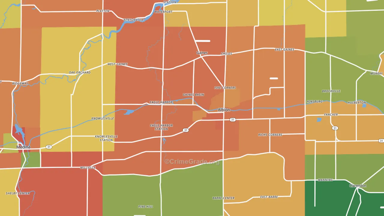 Orleans County, NY Map of Burglary Rates