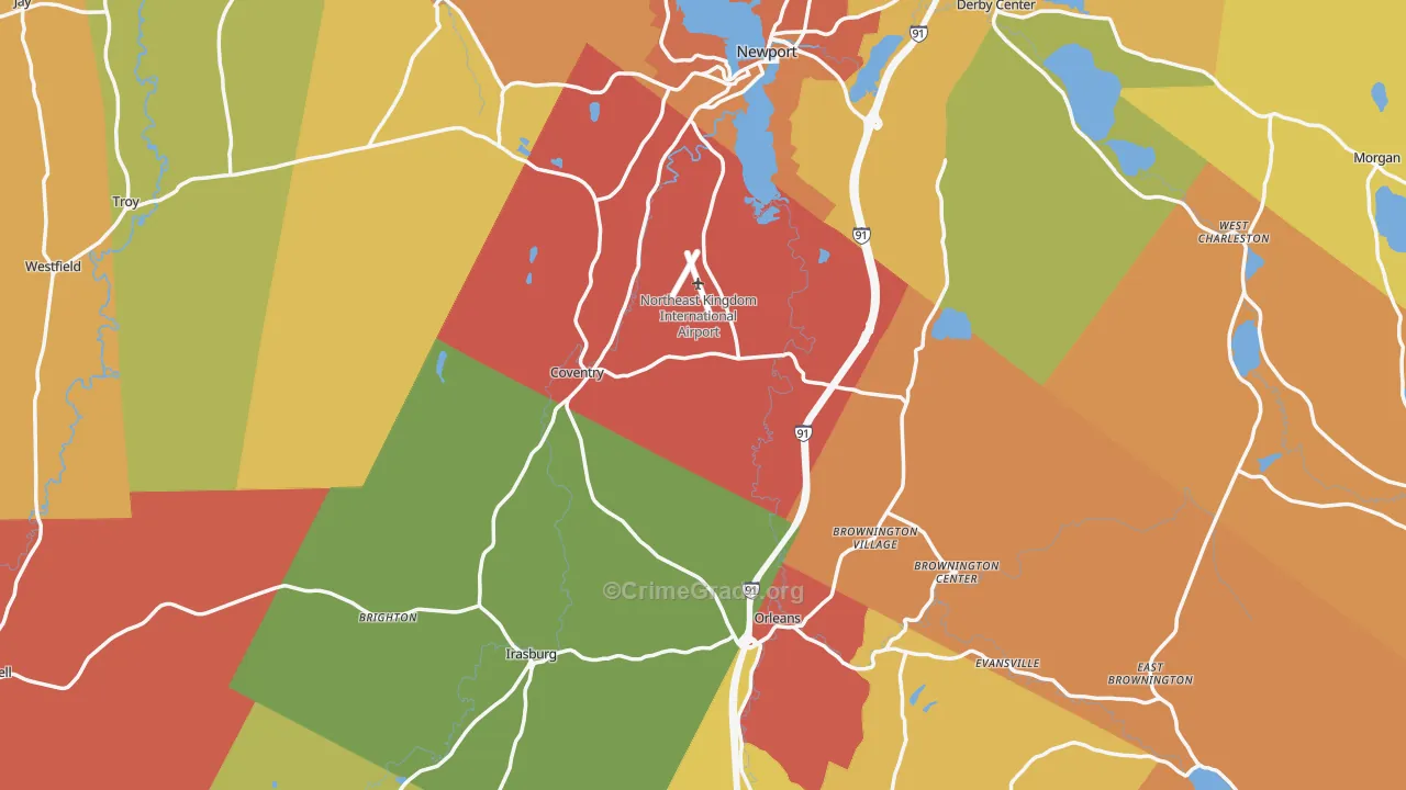 Orleans County, VT Map of Burglary Rates