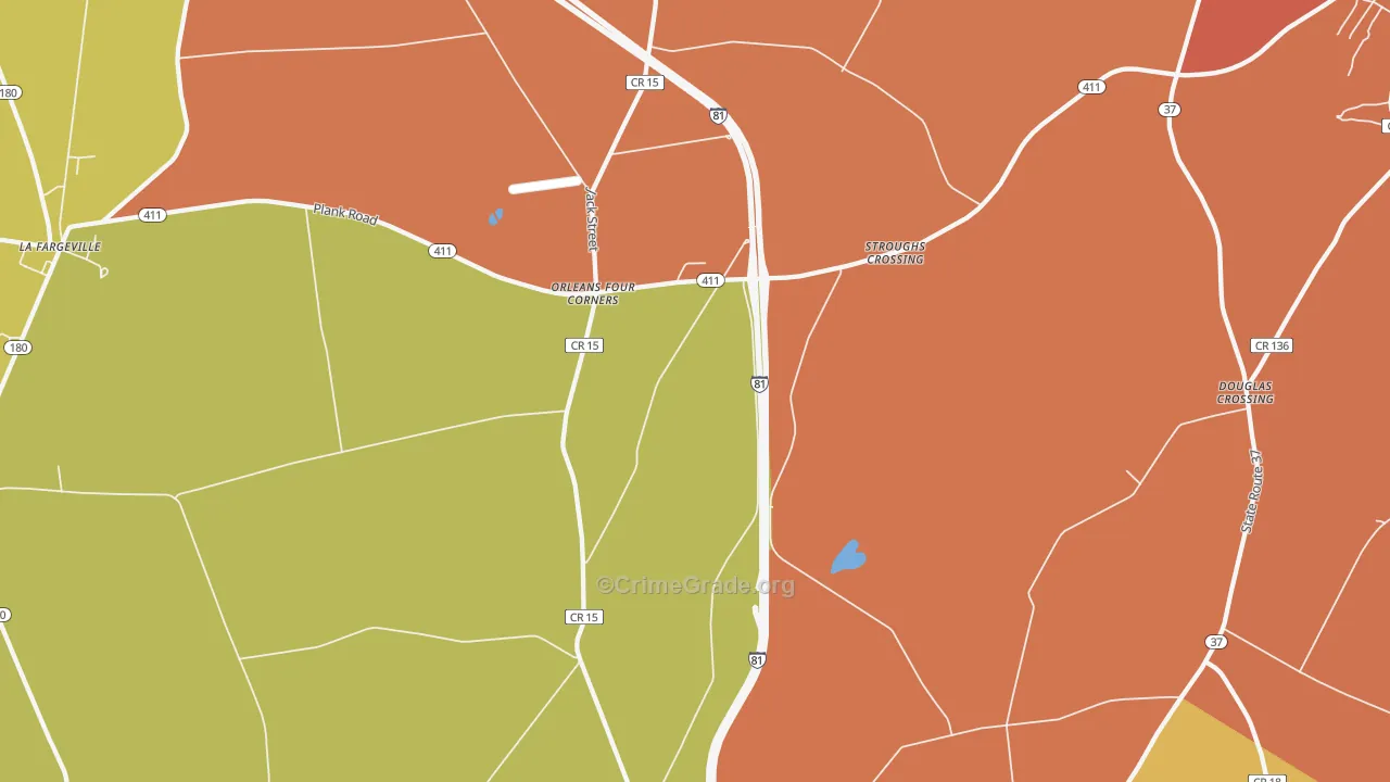Orleans Four Corners, NY Map of Burglary Rates