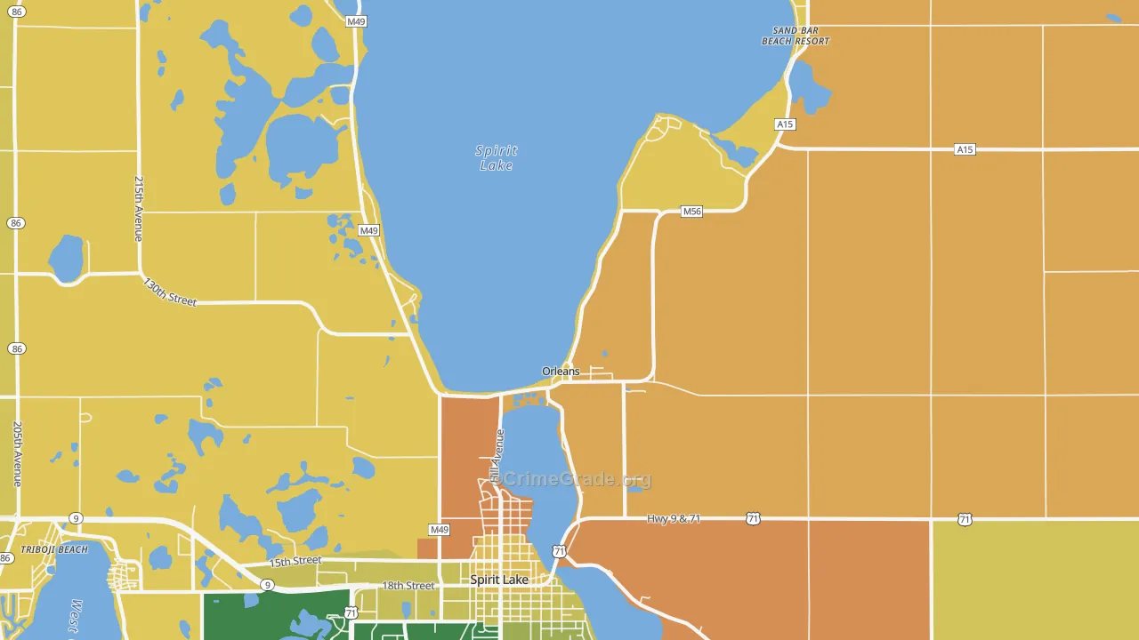 Orleans, IA Map of Burglary Rates