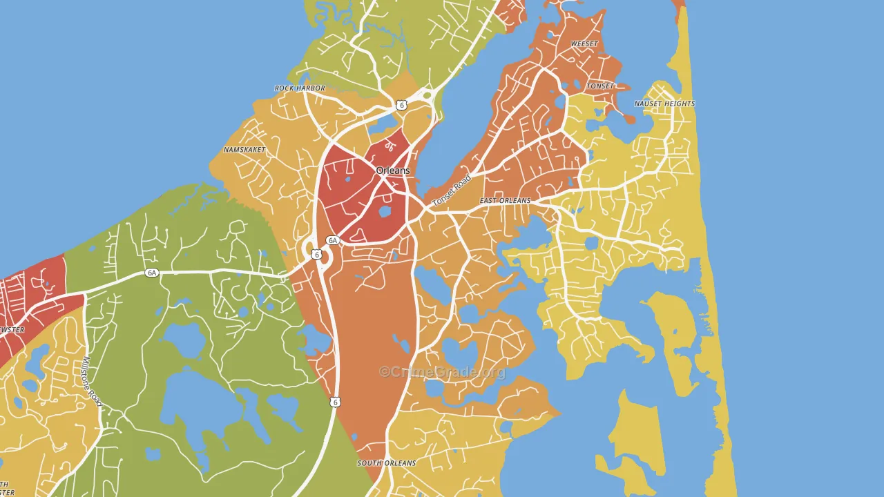 Orleans, MA Map of Burglary Rates
