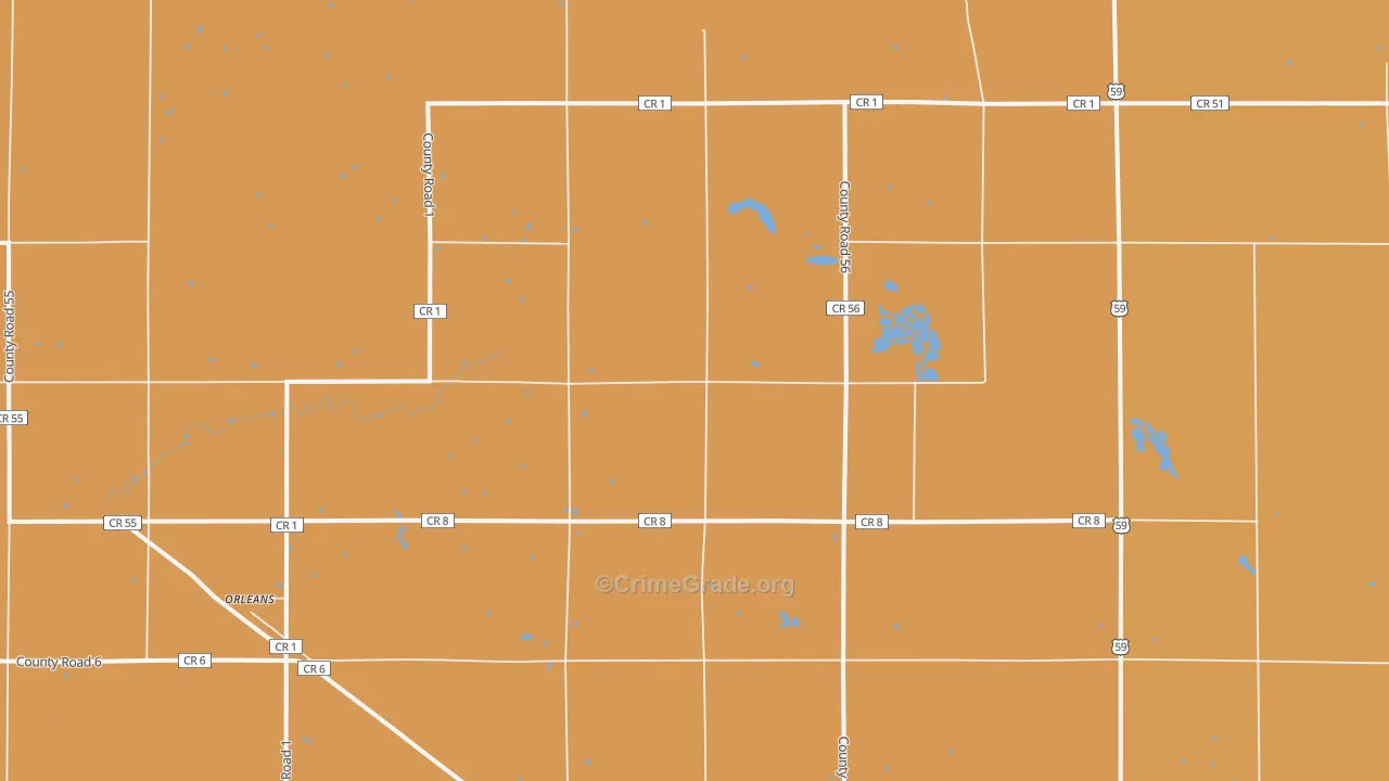 Orleans, MN Map of Burglary Rates