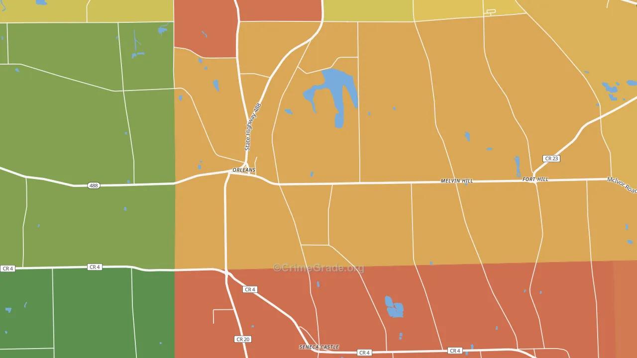 Orleans, NY Map of Burglary Rates